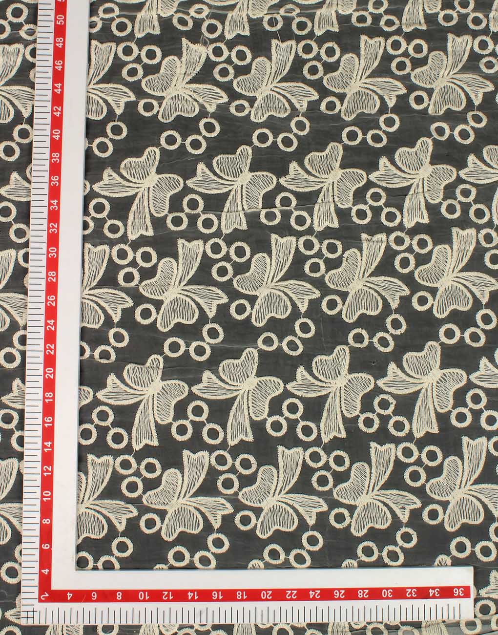 White Color Printed Design on Glass Nylon Embroidered Dress Material Fabric - Image 5