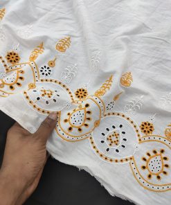 Off White base Color Multicolor Embroidery on Cotton Hakoba Fabric For Women's Kurta