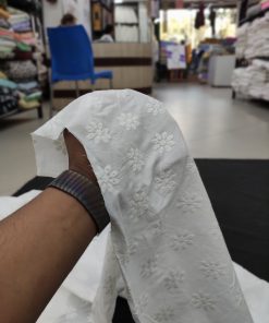 White color Rfd Cotton Hakoba fabric for Women's Dress