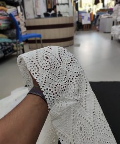 White color Rfd Cotton Hakoba Fabric for Women's Skirts
