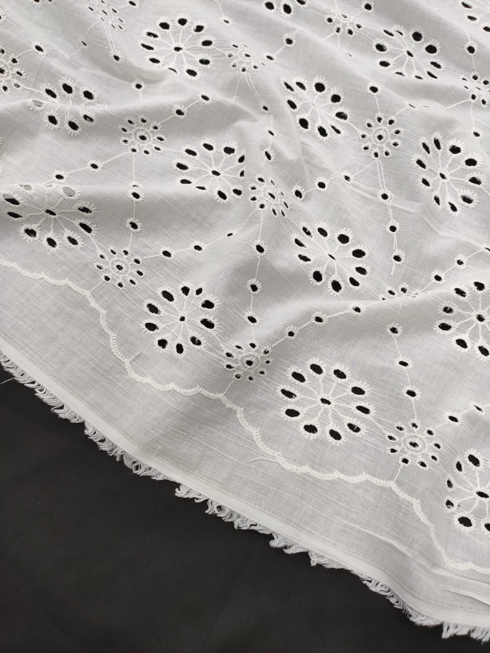 White color Rfd Cotton Hakoba Double scalp fabric for Women's Dress - Image 3
