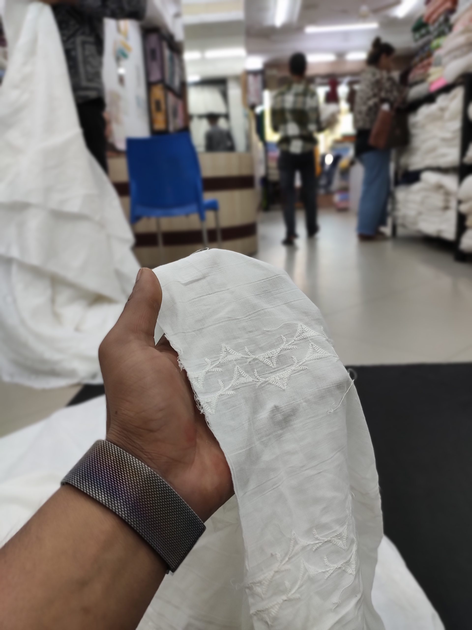 White color Cotton Cambric Embroidery Dyeable fabric for Women's Summer Wear Dress