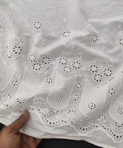 White color Cotton Cambric Embroidery Dyeable fabric for Women's Kurti