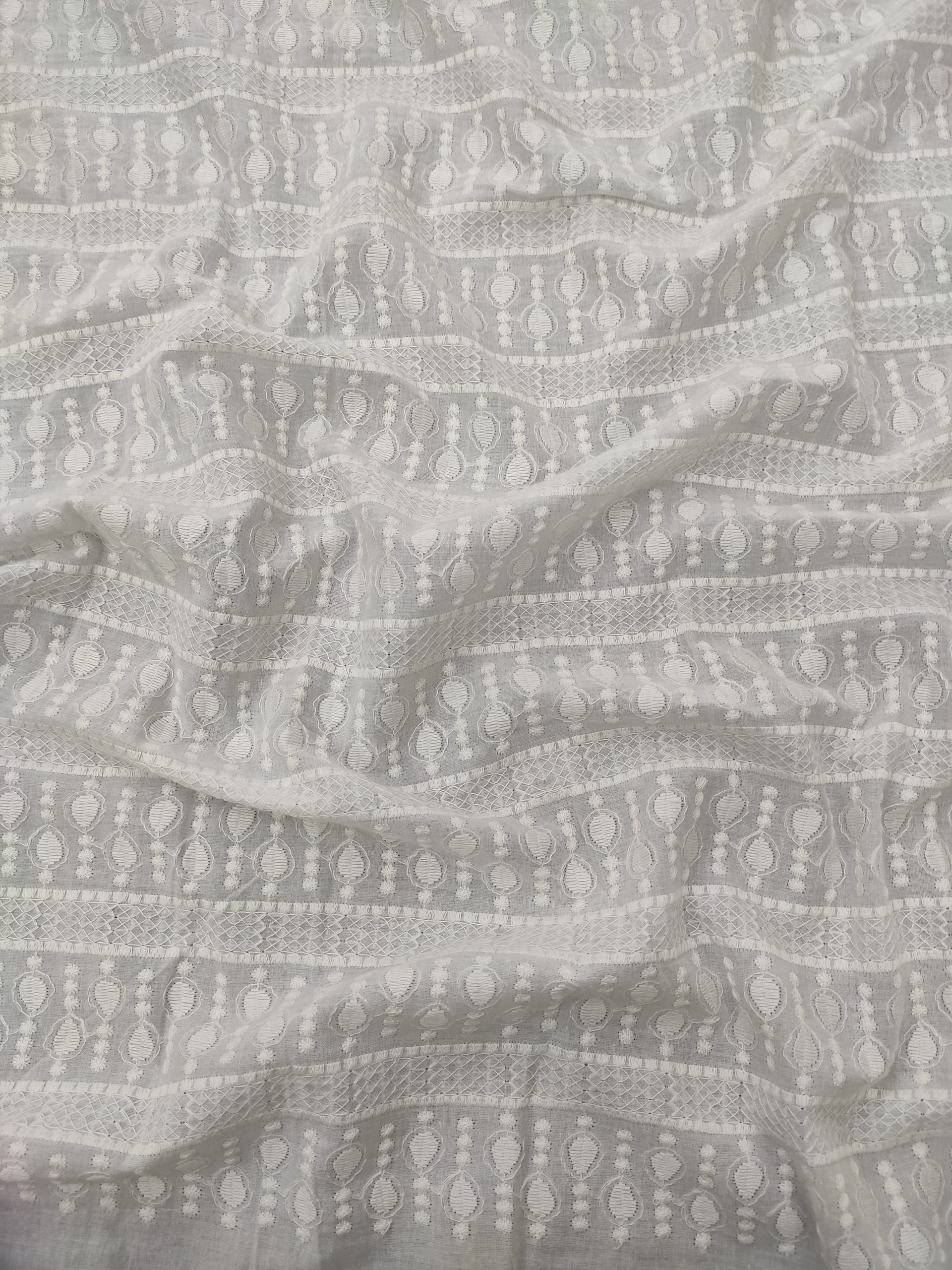 White color Cotton Cambric Embroidery Dyeable fabric for Men's Kurta - Image 2