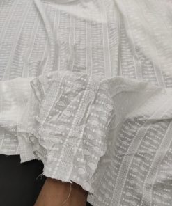 White color Cotton Cambric Embroidery Dyeable fabric for Men's Kurta