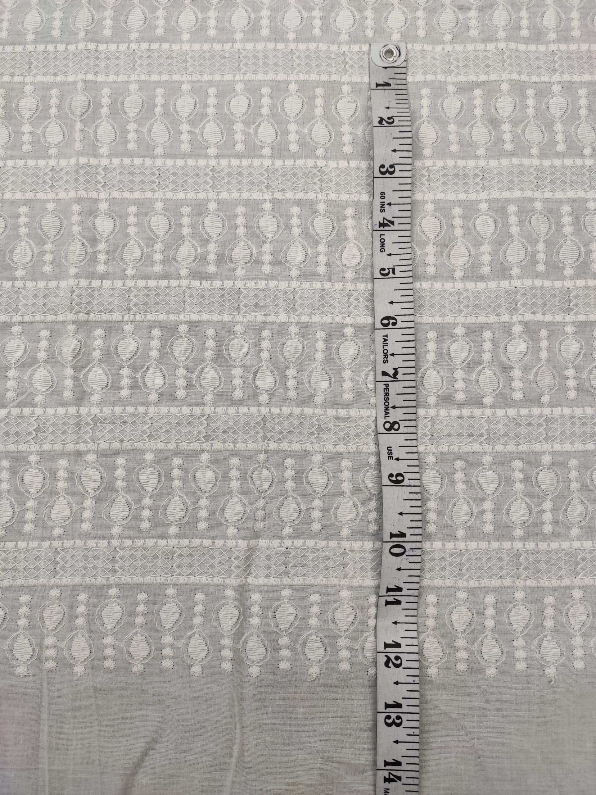 White color Cotton Cambric Embroidery Dyeable fabric for Men's Kurta - Image 3