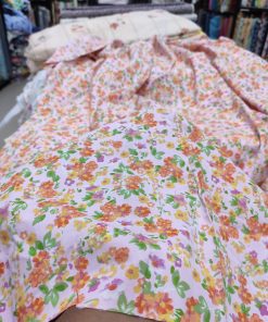 Baby Pink base color Floral print on Cotton Satin Fabric For Women's Kurti
