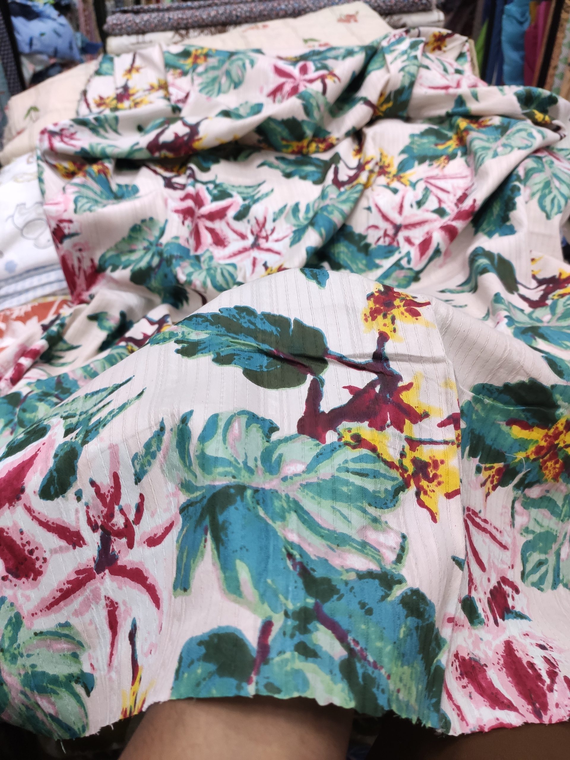 Multicolor Cotton Dobby Print fabric for Women's Kurta
