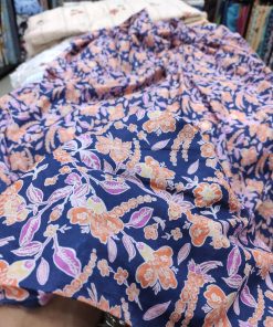 Blue base color Floral Print on Cotton cambric fabric for Women's Suit