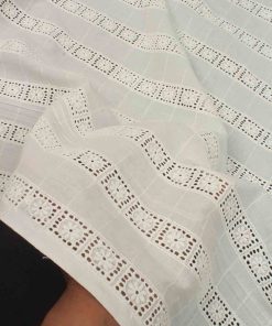 White Color Cotton Hakoba Embroidery Fabric For Women's Kurta