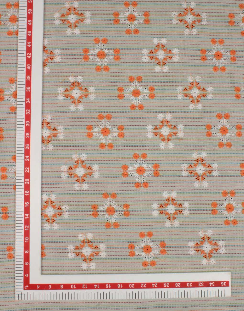 Multicolor Cotton Hakoba Embroidery Fabric For Women's Kurti - Image 5