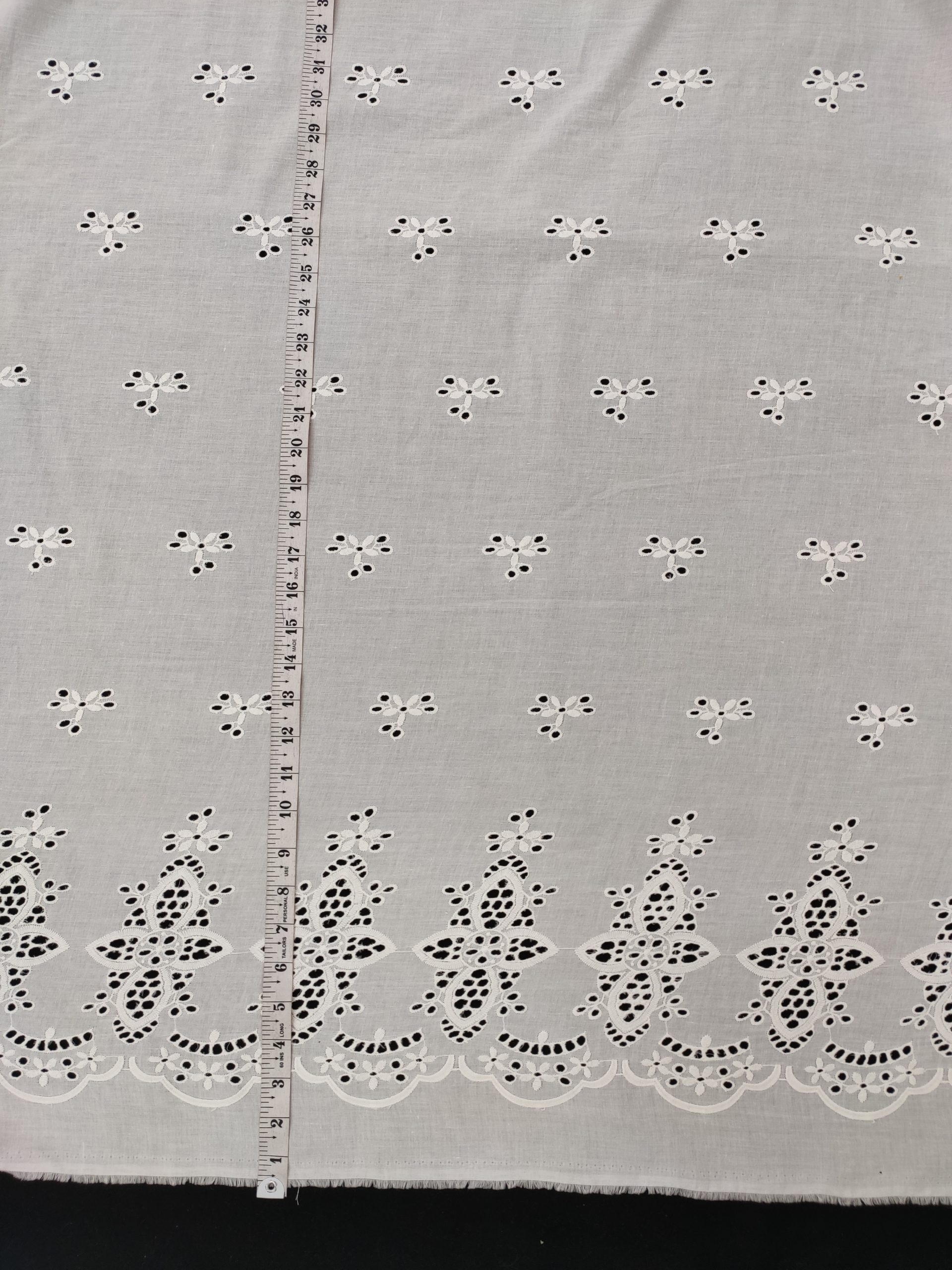 White Color Cotton Hakoba Embroidery Fabric For Women's Kurti - Image 3