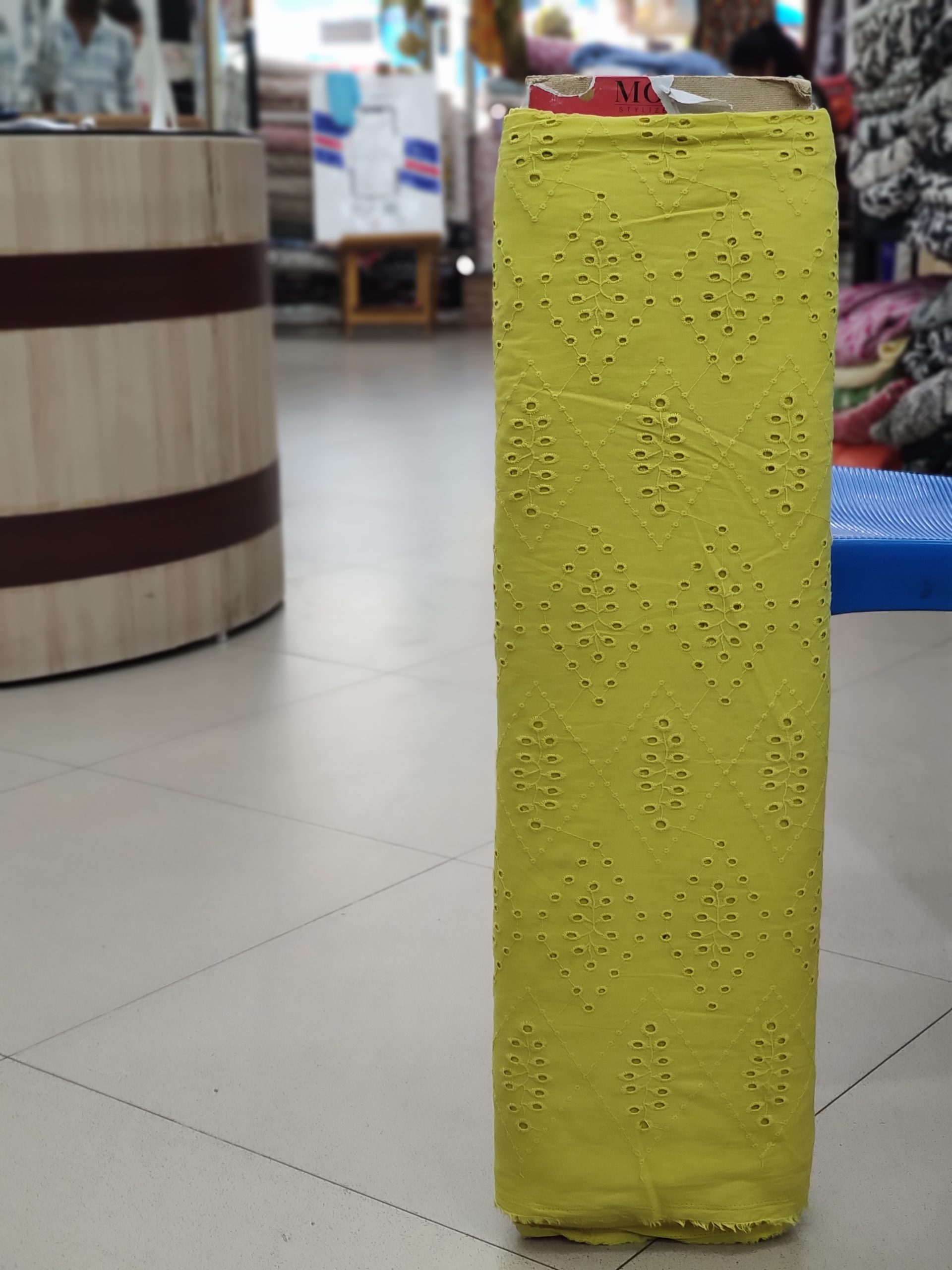 Mustard Color Cotton Hakoba Embroidery Fabric For Women's Kurta - Image 2