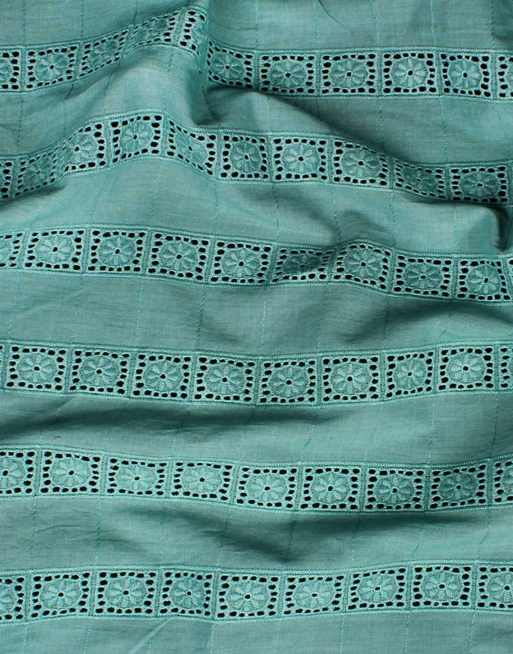 All Over Embroidered Sky Blue Cotton Hakoba Fabric – Perfect for Kurtis & Ethnic Wear - Image 2