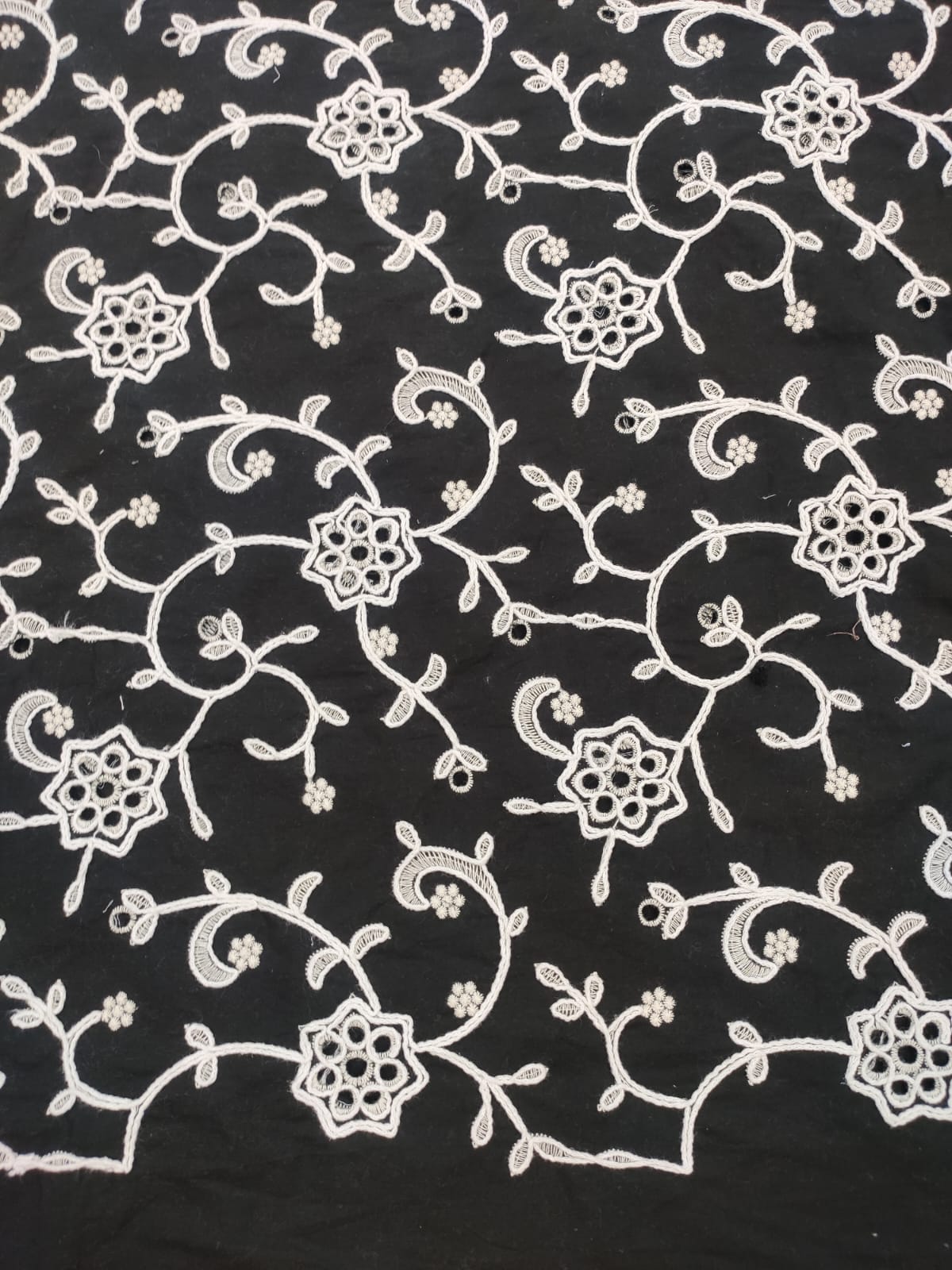 Black Color Cotton Hakoba Embroidery Fabric For Women's Kurta - Image 4