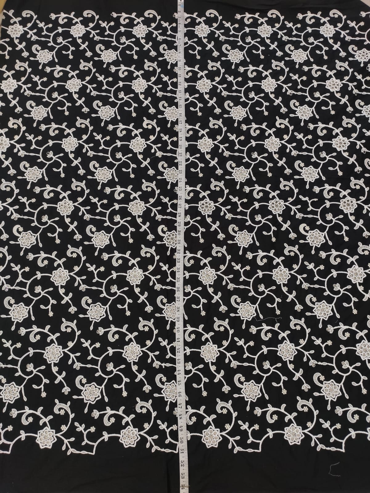 Black Color Cotton Hakoba Embroidery Fabric For Women's Kurta - Image 3