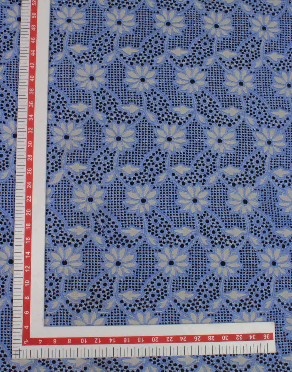 White Cotton Hakoba – Blue Floral Heavy Embroidery - Image 3