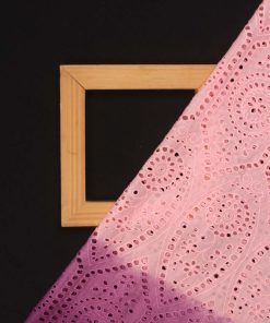 Purple & Pink Ombre Cotton Hakoba Fabric – All Over Embroidery