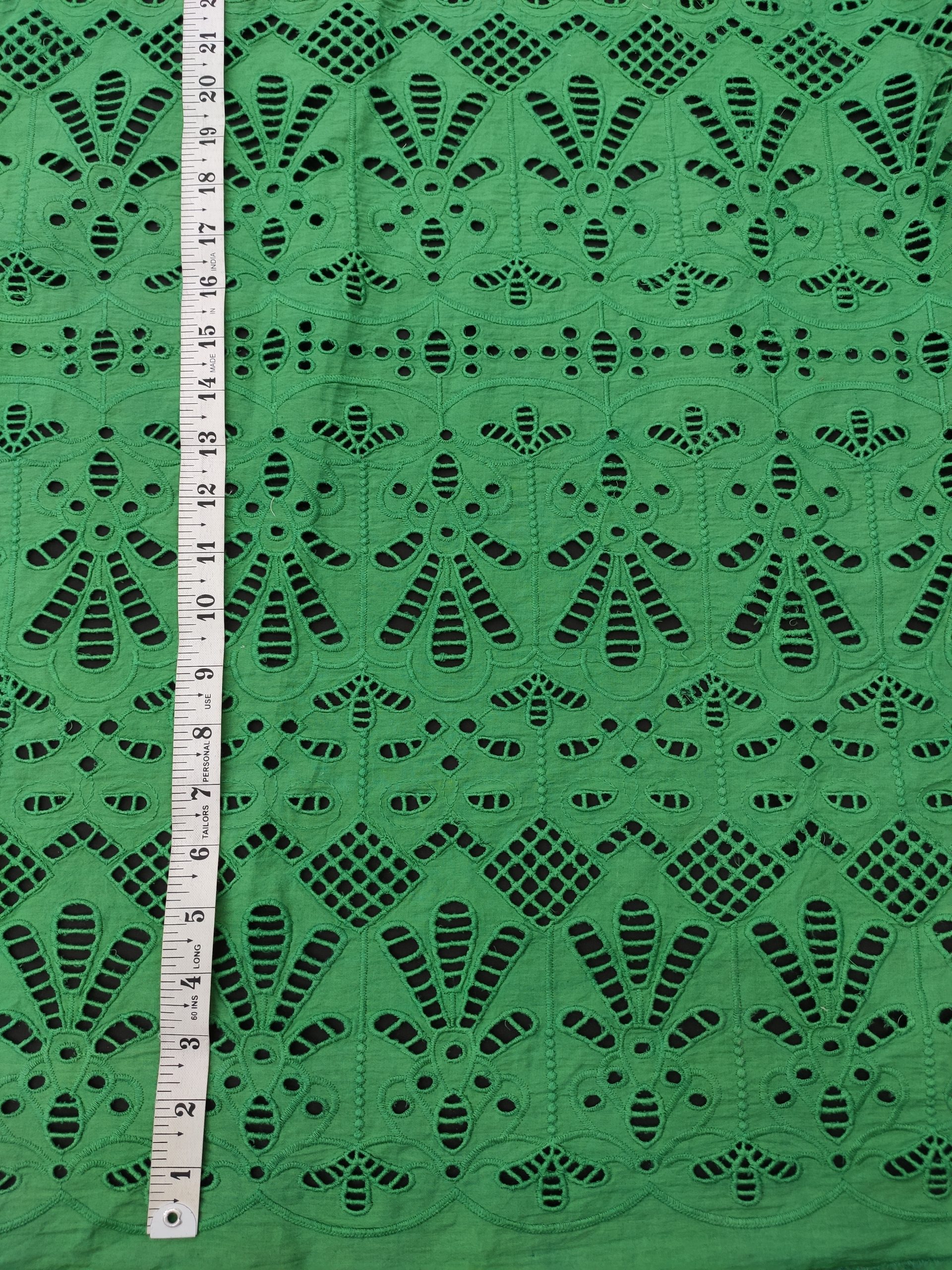 Green Cotton Embroidery Fabric – All Over Design - Image 3