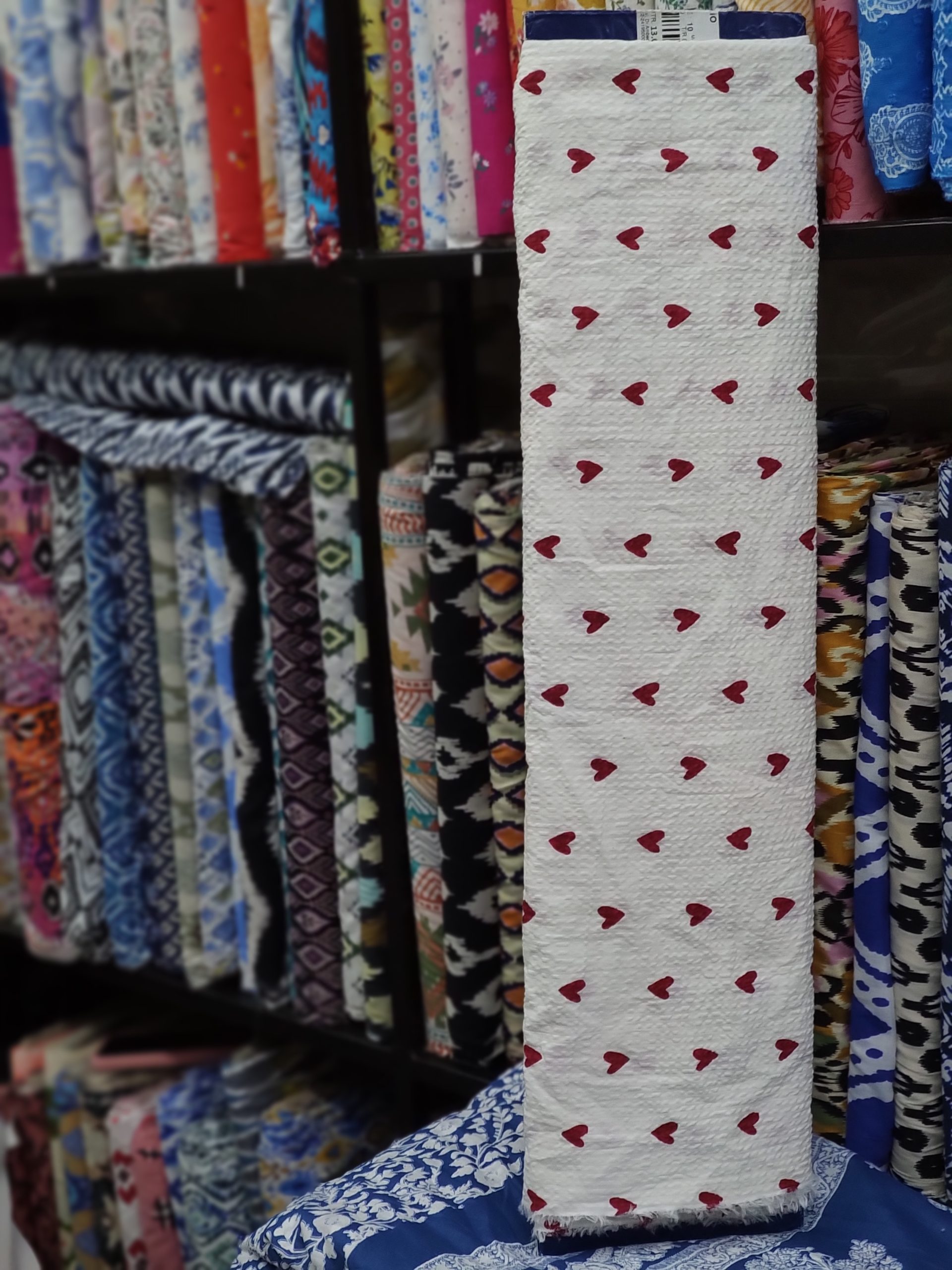 Textured Cotton Fabric – All Over Heart Print - Image 2