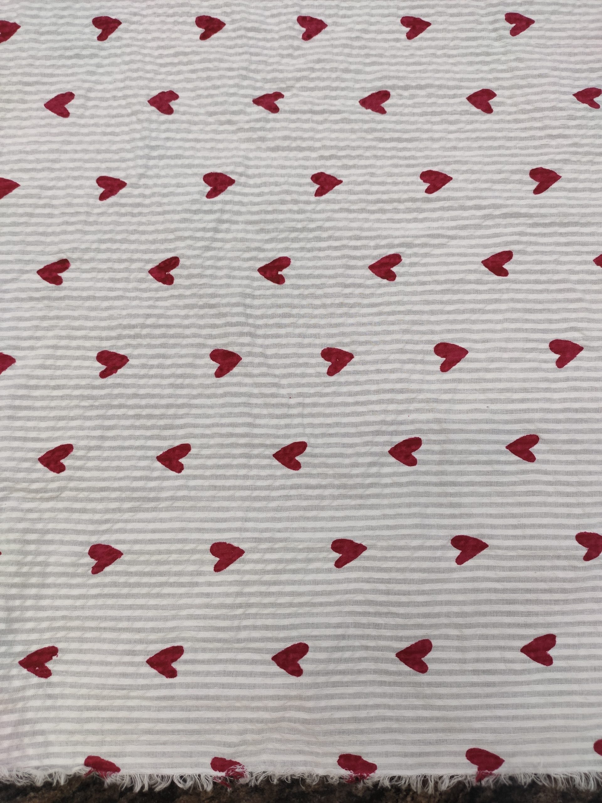 Textured Cotton Fabric – All Over Heart Print - Image 4