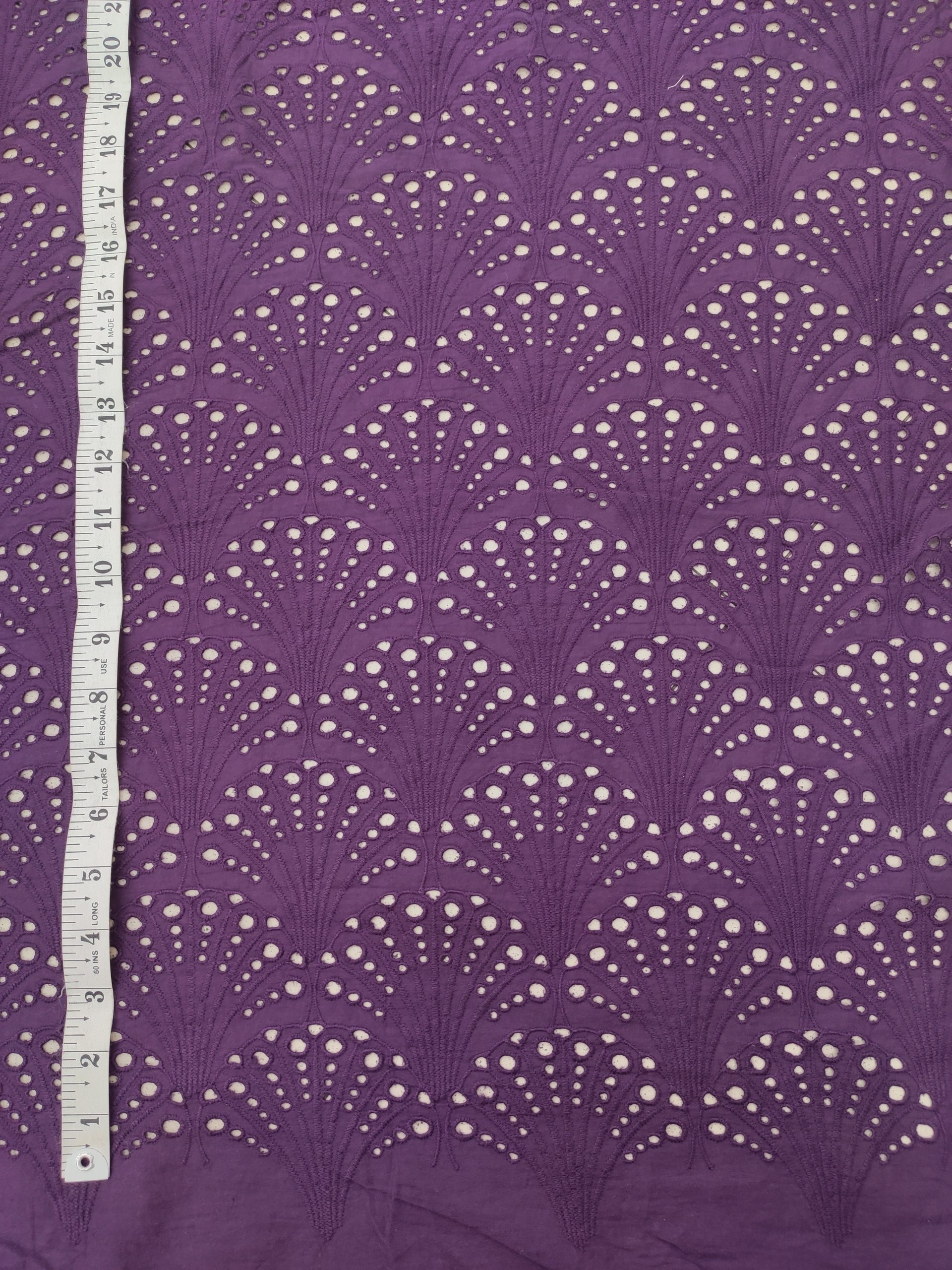 Purple Cotton Embroidery Fabric – Heavy All Over Design - Image 3