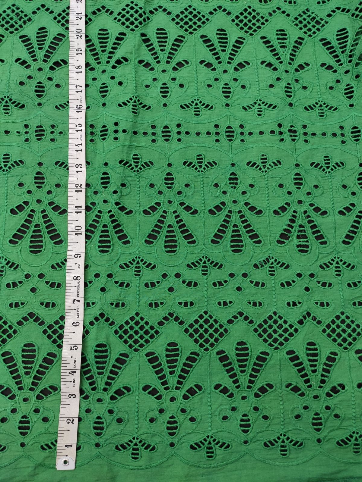 Green Cotton Embroidery Fabric – All Over Design