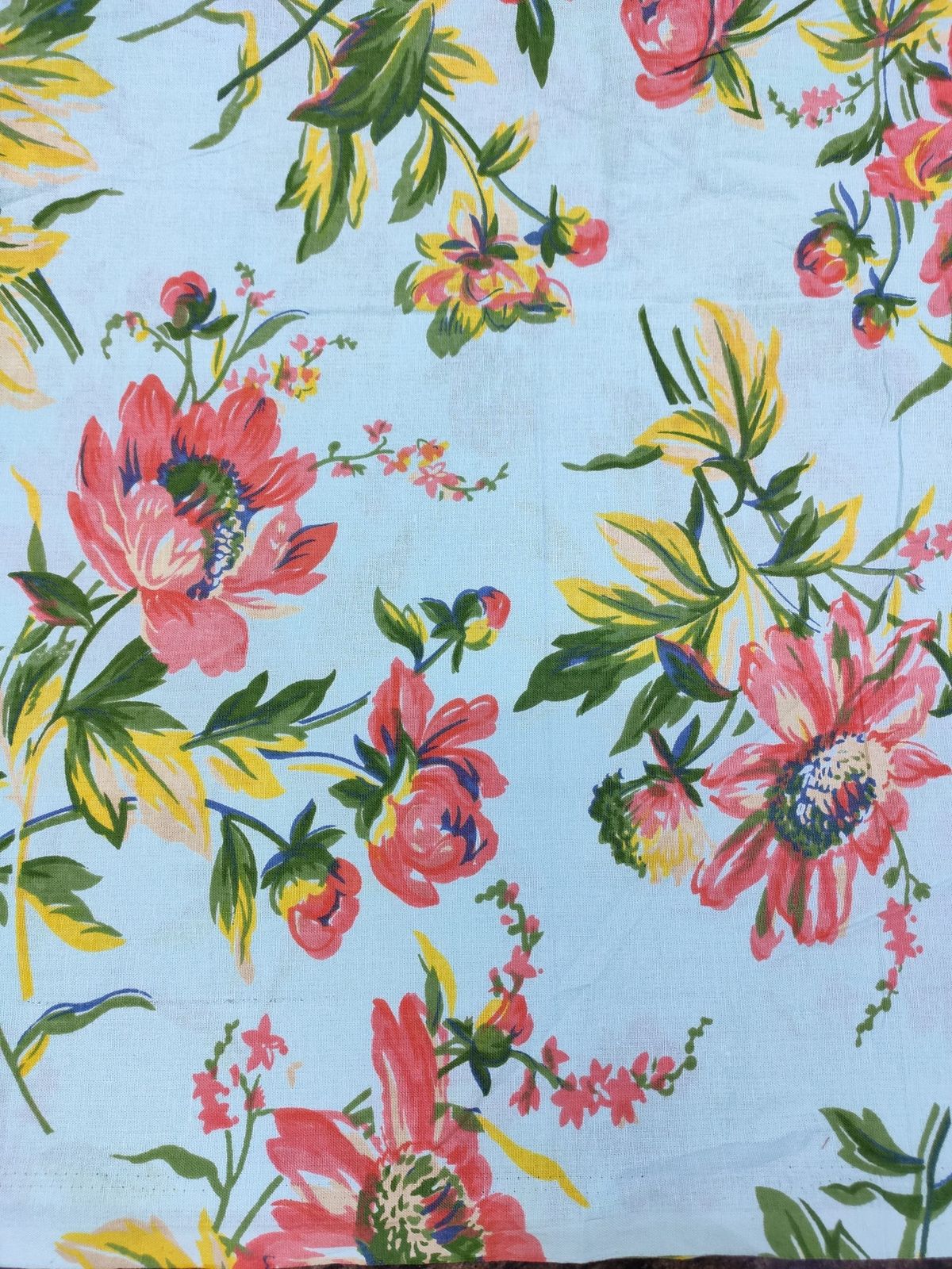 Sky Blue Cotton Cambric Fabric – Floral Print Design