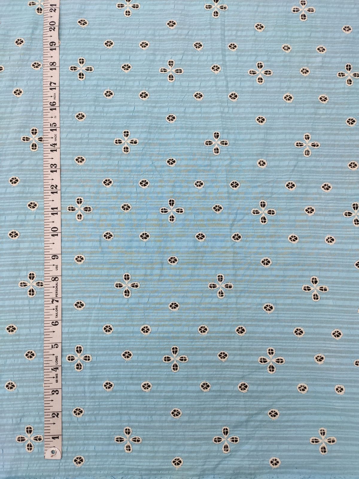 Sky Blue Textured Cotton Hakoba Fabric – Small All Over Design