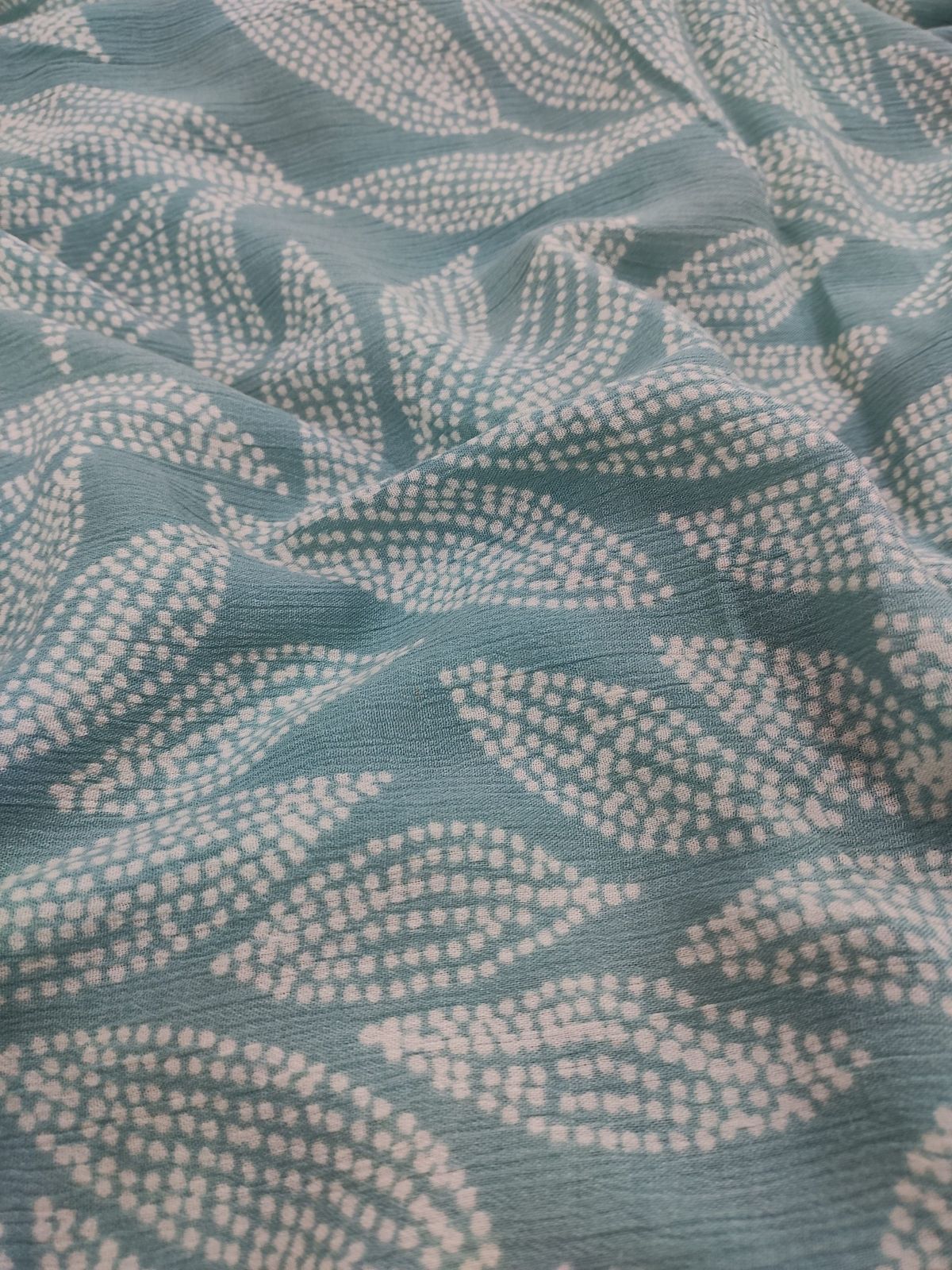 Turk Green Rayon Crepe Fabric – All Over Print