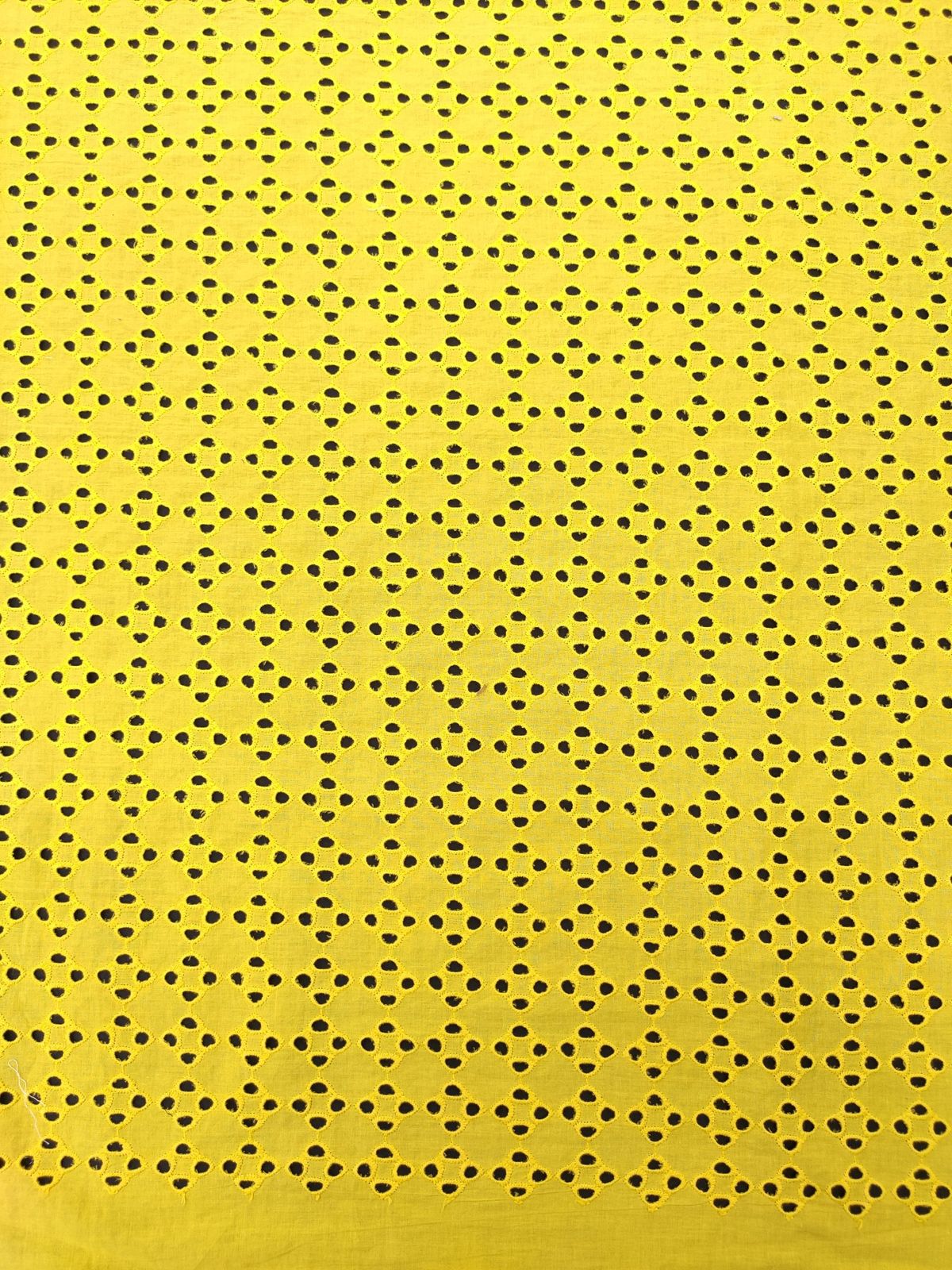 Yellow Cotton Hakoba Fabric – All Over Embroidery Design