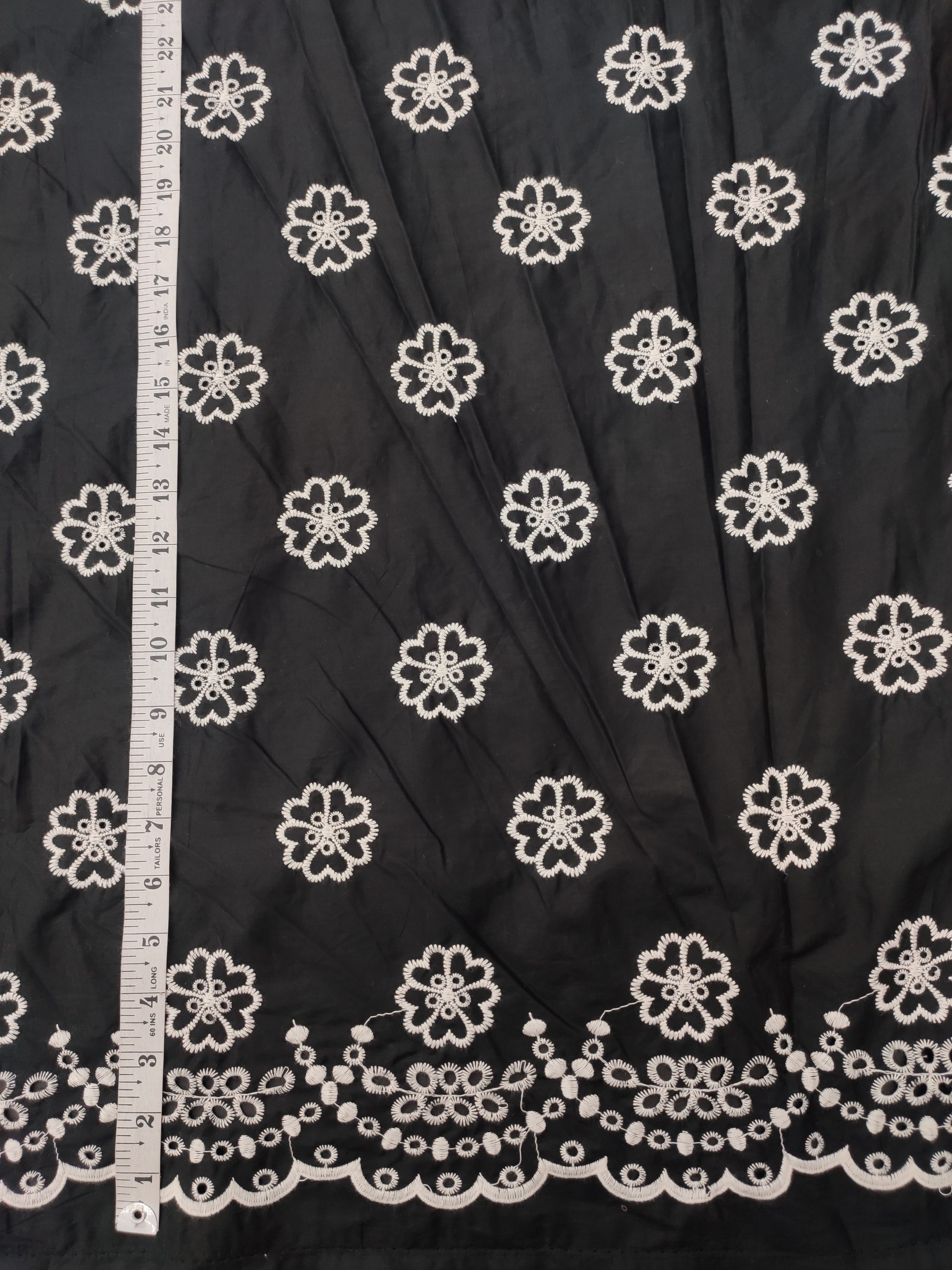 Black Embroidered Cotton Poplin Fabric | Charu Creation - Image 3
