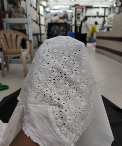 White Cotton Embroidery Fabric – Single Border Design | Charu Creation
