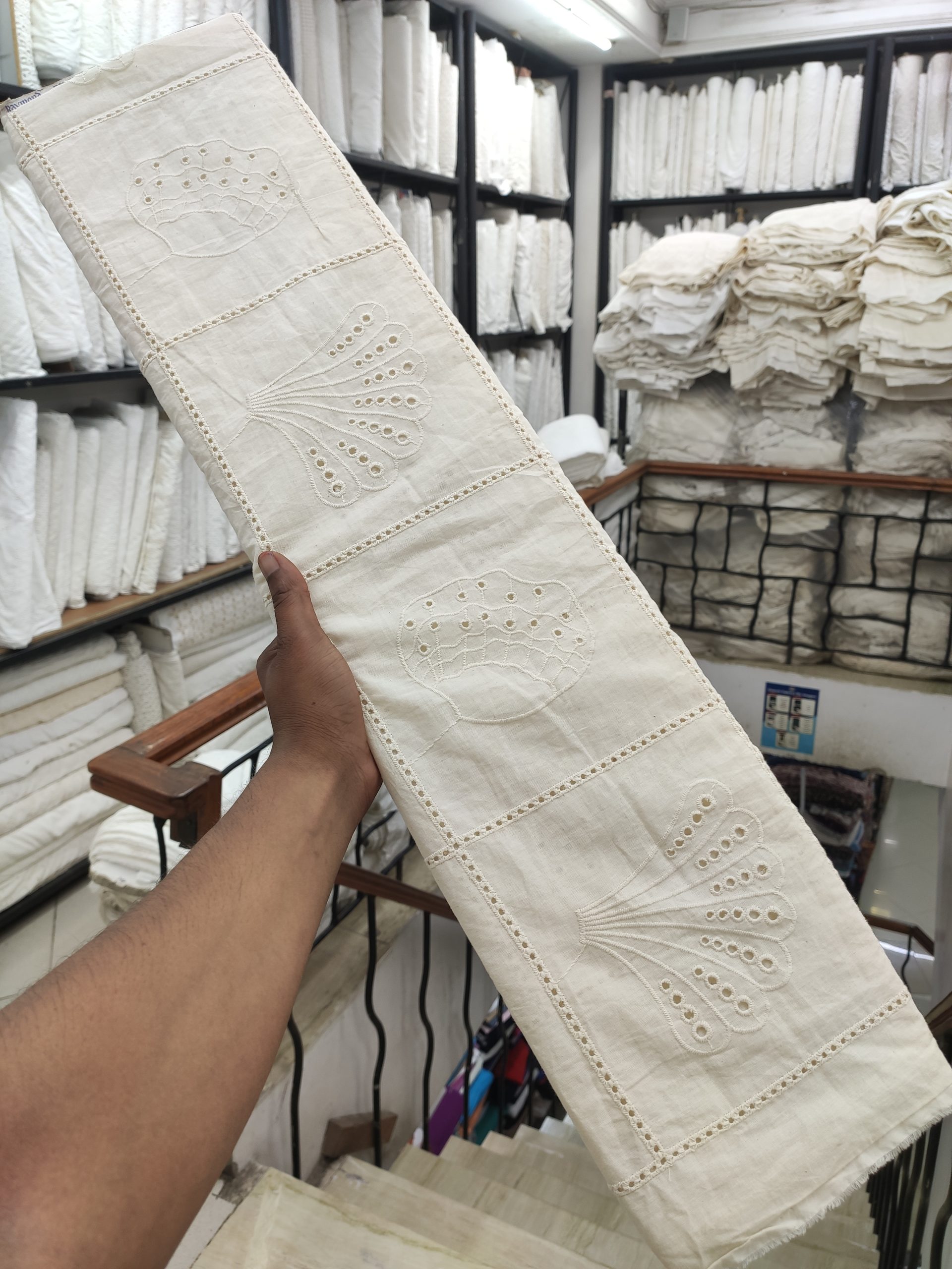 Grey Cotton Cambric Embroidery Fabric | Charu Creation - Image 2