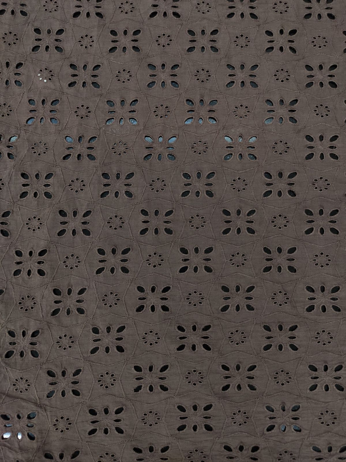 Brown Cotton Embroidery Fabric – Heavy All Over Design