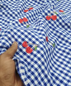 cotton check embroidery