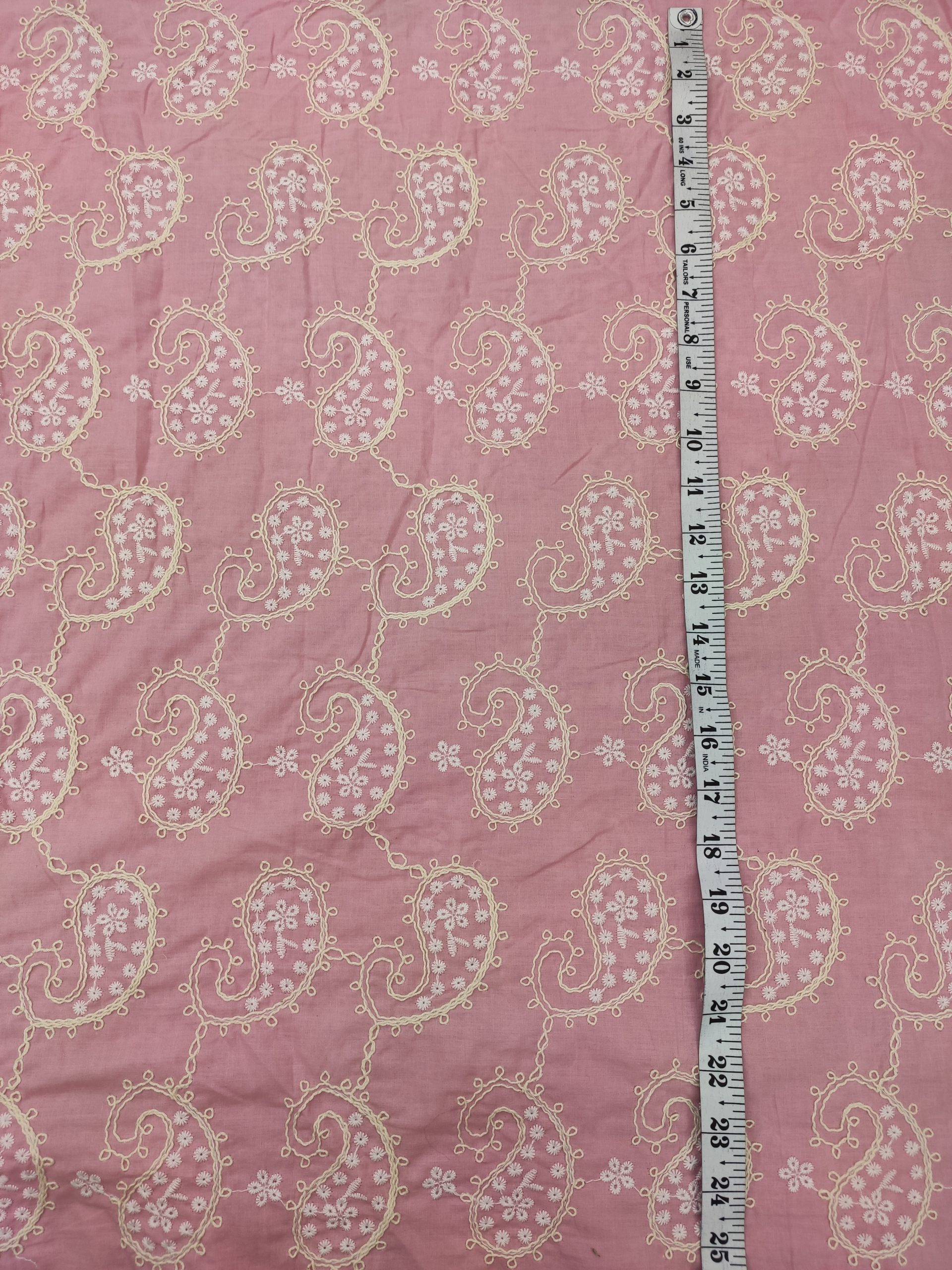 Rose Pink Cotton with All Over Paisley Embroidery | Charu Creation - Image 3