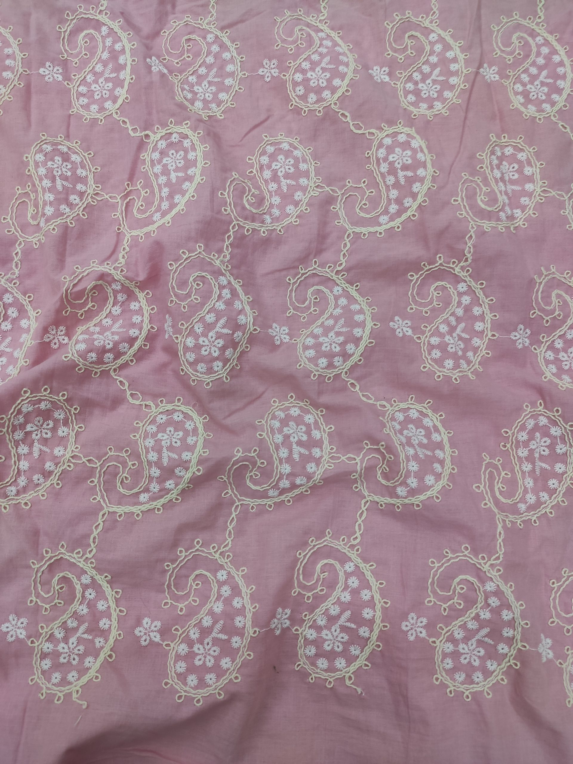 Rose Pink Cotton with All Over Paisley Embroidery | Charu Creation - Image 4