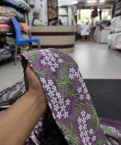 Purple Cotton with White & Green Floral Embroidery | Charu Creation