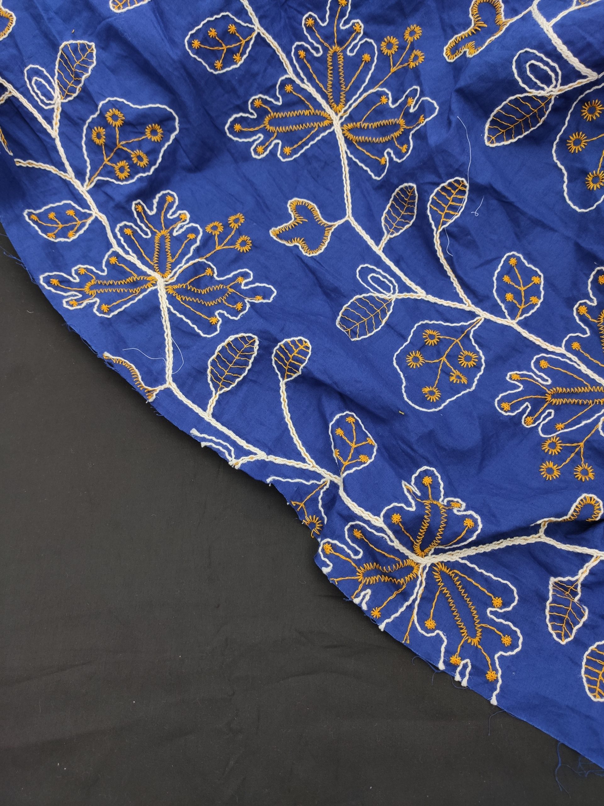 Blue Cotton Fabric with Floral Embroidery | Charu Creation - Image 2