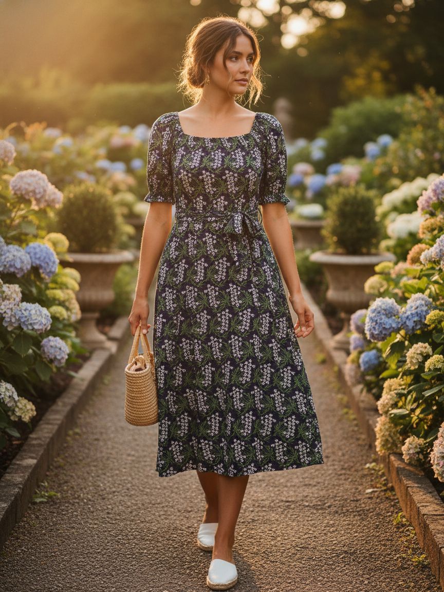Navy Blue Nylon Viscose Dobby Fabric with All Over Floral Embroidery