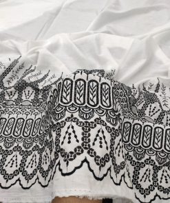 White Cotton Cambric with Heavy Border Embroidery | Charu Creation