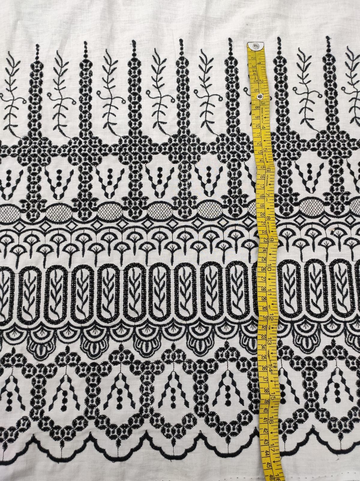 White Cotton Cambric with Heavy Border Embroidery