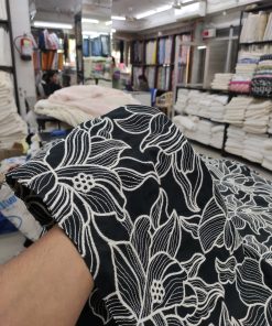 Black Cotton Poplin with Large Floral Embroidery | Charu Creation