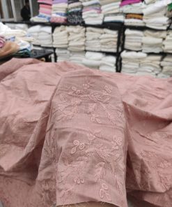 Rose Pink Cotton Cambric with Floral Embroidery | Charu Creation