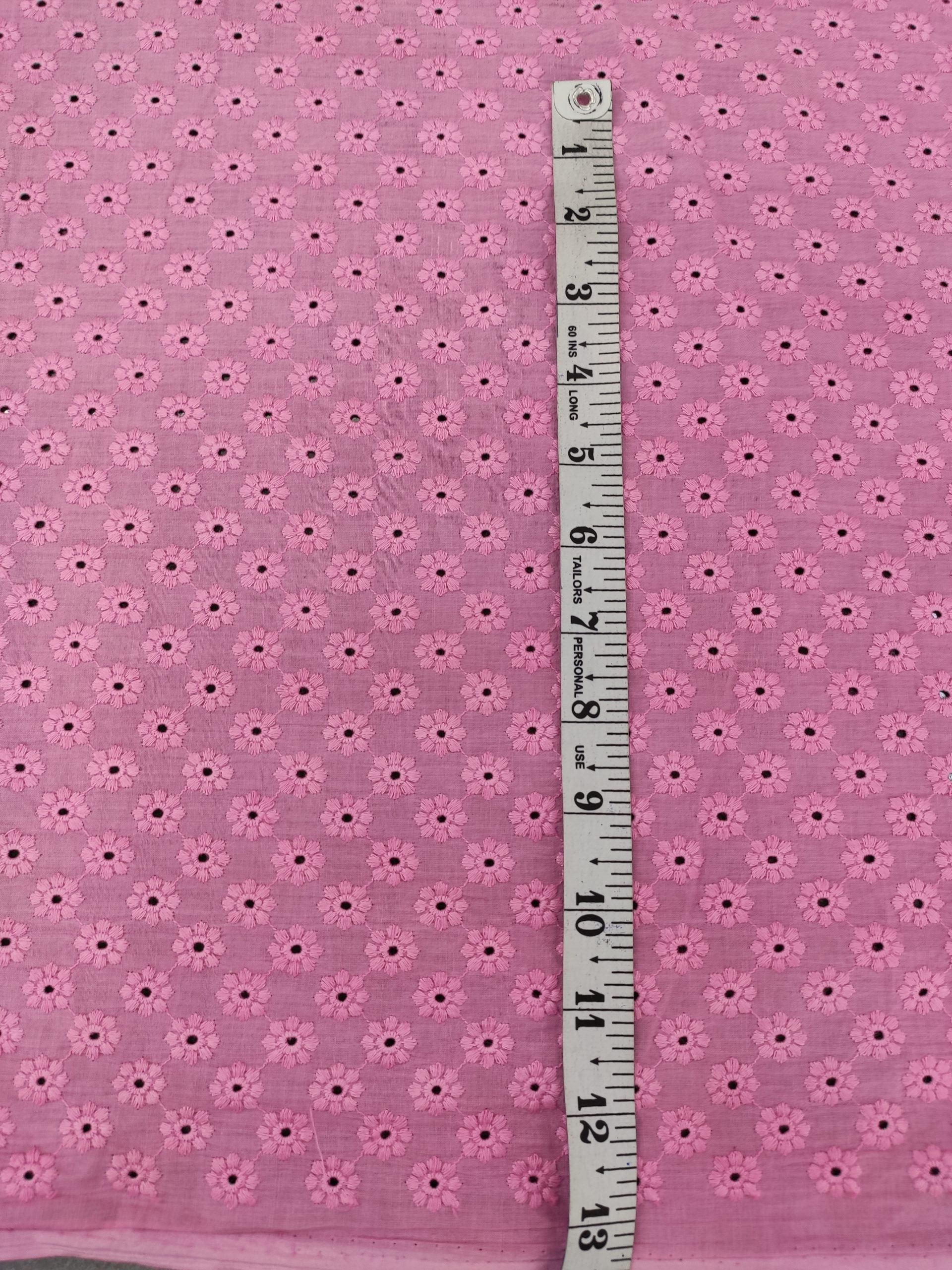 Pink Cotton Cambric Floral Schiffli Embroidery Fabric | Charu Creation - Image 4