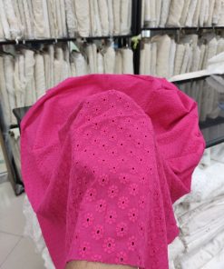 Pink Cotton Cambric Hakoba Embroidery Fabric | Charu Creation