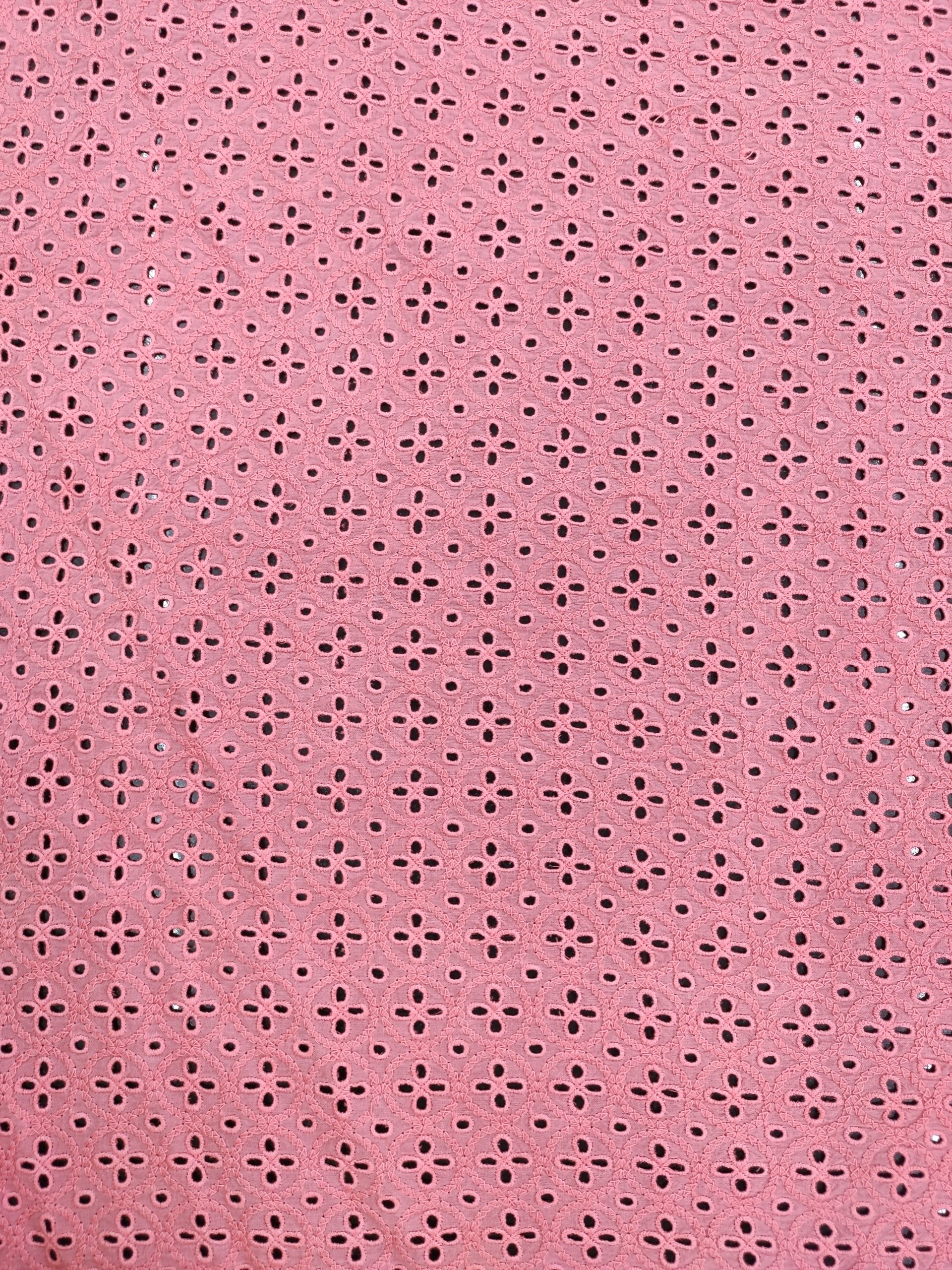 Rose Pink Cotton Cambric Eyelet Embroidery Fabric | Charu Creation - Image 4