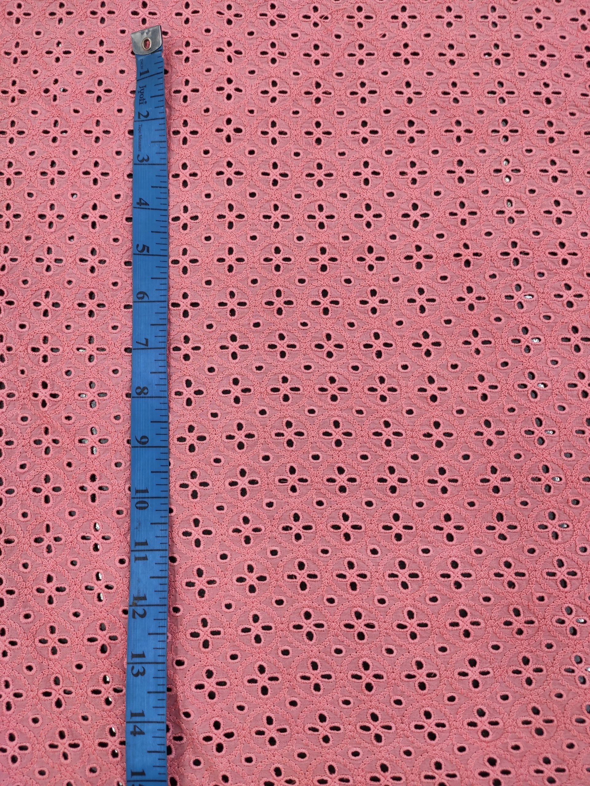 Rose Pink Cotton Cambric Eyelet Embroidery Fabric | Charu Creation - Image 3