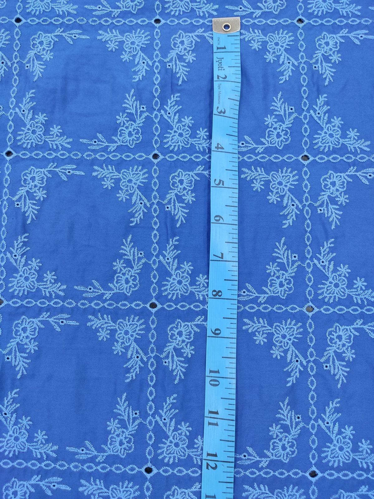 Blue Tonal Embroidered Cotton Poplin Fabric